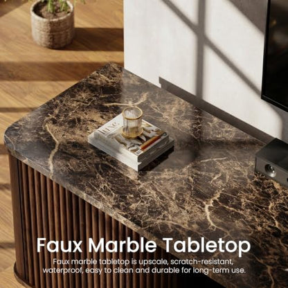 Faux Marble Top TV Stands for Living Room Bedroom 70” TV Consoles, view 4