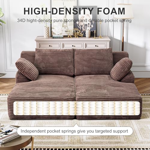 Boneless Sofa Bed in Brown, Cloud Sofas for Living Room, view 5