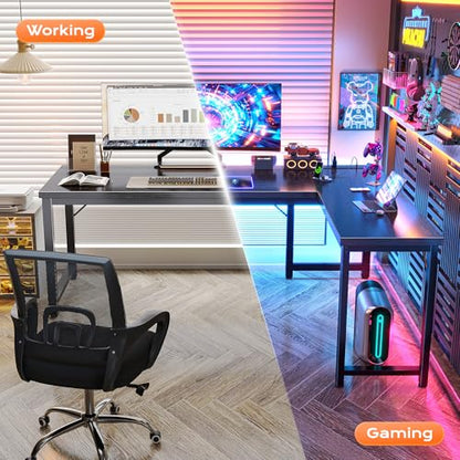 63 Inch L Shaped Desk with Power Outlets & 0.95 Inch Thicker Desktop, view 7