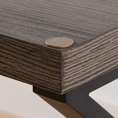 Home Office Desk, Industrial Metal Wood Computer Desk, Gray Oak 47 Inch, view 5