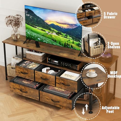 TV Stand for TVs Up to 75 Inch, Rustic Brown, view 7