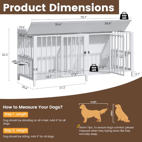 78 Inch Dog Crate, Large Dog Crate for 2 Dogs, view 3