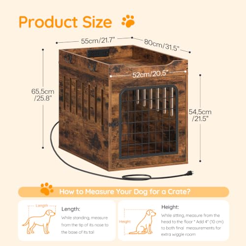 31.5''Dog Crate Furniture with Charging Station, Pet Crate End Table, view 3