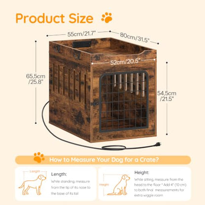 31.5''Dog Crate Furniture with Charging Station, Pet Crate End Table, view 3