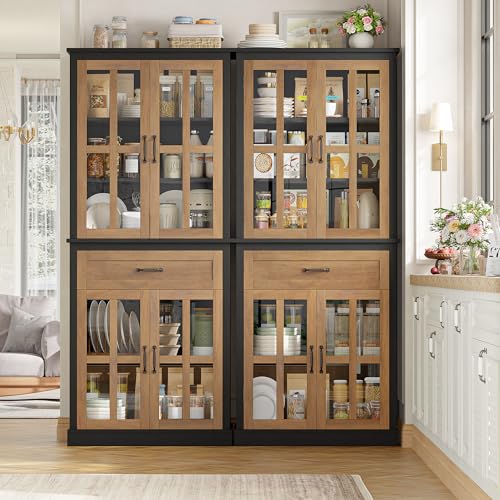 71'' Tall Kitchen Cabinet with Glass Doors and Drawer, view 5