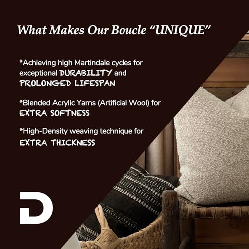 Luxury Decorative Throw Pillow Cover 18 x 18 Inch Textured Boucle Square Sofa Couch Pillow for Living Room Woven Accent Cushion Case, 1PC, Ivory