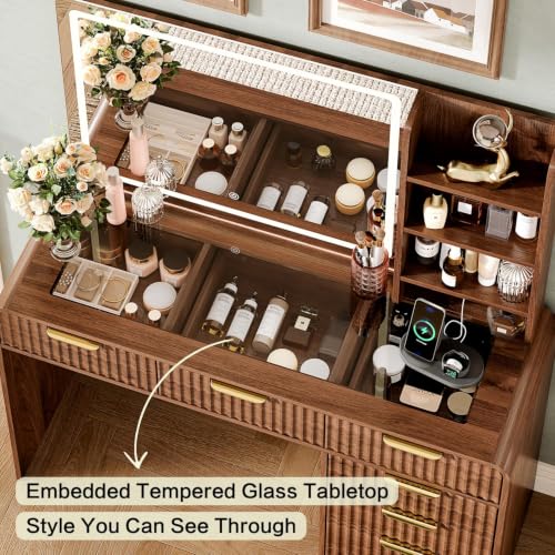 47.2" Makeup Vanity with 30.7" Mirror and Lights, view 5