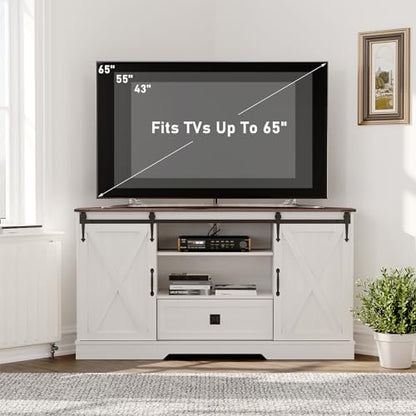 Corner TV Stand for 65 Inch TV, with Sliding Barn Door, view 4