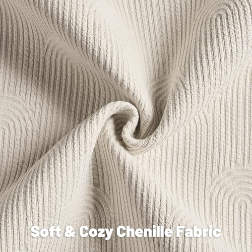 Pack of 2 Chenille Decorative Throw Pillow Covers 18x18 Inch,Soft Cozy Striped Geometric Patterns Cushion Case,Modern Home Decor for Couch Bed Living Room,Beige