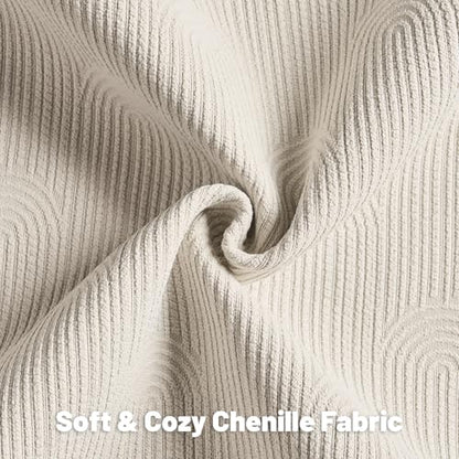 Pack of 2 Chenille Decorative Throw Pillow Covers 18x18 Inch,Soft Cozy Striped Geometric Patterns Cushion Case,Modern Home Decor for Couch Bed Living Room,Beige