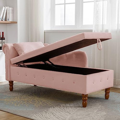 60" Modern Velvet Chaise Lounge Indoor, view 4