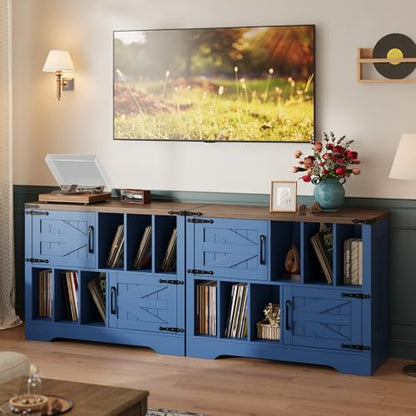 Large Farmhouse Record Player Stand with Vinyl Storage, view 7