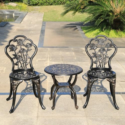 Outdoor Cast Aluminum Side Table Patio Side Table Backyard, Pool, Indoor, Easy Maintenance and Weather Resistant Coffee Table Porch Table Bistro Table (18.5round-Bronzed)