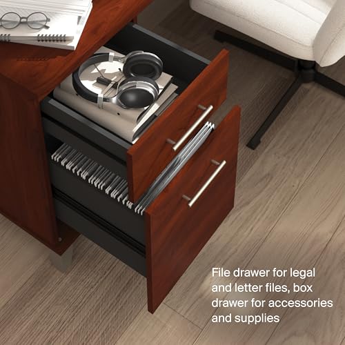 72-Inch Office Desk with Drawers and Hutch, Computer Desk with File and Box Drawers, Shelves and Storage Cabinet, Home Office Workstation, Somerset Collection, Hansen Cherry