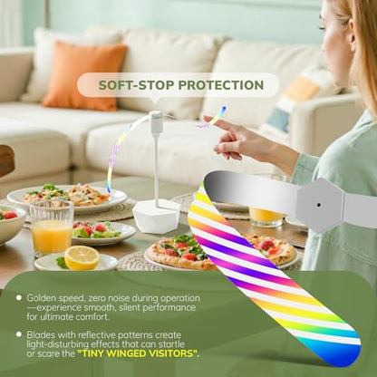 Portable Battery Powered Fly Fans for Tables Up to 15 Hours Working Time, 4-Pack Indoor Outdoor Food Fan with Flexible Goose-Neck Blades for Home Restaurant Party Picnic Patio BBQ, Beige