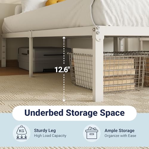Full Size White Bed Frame with Storage, view 7