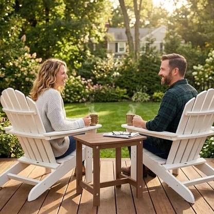 Outdoor Side Table, HIPS Adirondack Small Single Table, Waterproof Square Outside Table, Balcony Modern End Tables for Patio, Pool, Beach, Porch, Deck, Indoor or Outdoor Use, Brown