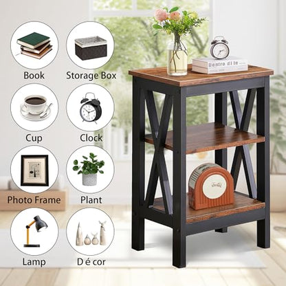 Modern Nightstands X-Design Side End Table Night Stand with Storage Shelf for Bedroom,Living Room