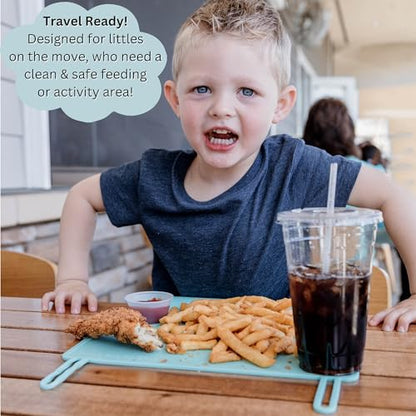 Table Tyke Silicone Placemat for Toddlers with Teething Table Edge Bumper - Non-Slip Baby Placemat for Restaurant & Home Dining - BPA Free Kids Food Mat - Travel Ready Toddler Eating Mat - Sage Green