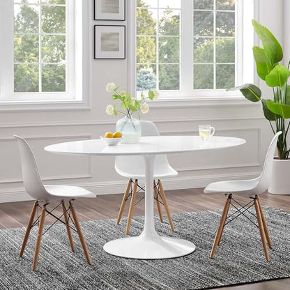 Lippa Oval Dining Table Solid Wood White Finish Modern Kitchen Room Entertaining Home Furniture Quality Stylish Elegant Durable Refined Versatile Contemporary