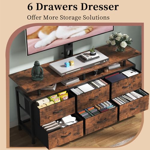 Rustic Brown TV Stand with Mount for 32/45/55/60/65/75 inch TVs, view 5