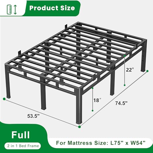 22 Inch Full Bed Frame Double Layer 2 in 1 Platform with Round Corner, view 3