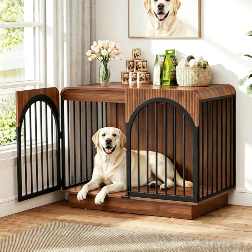39.3" Fluted Wooden Dog Crate Furniture, view 2