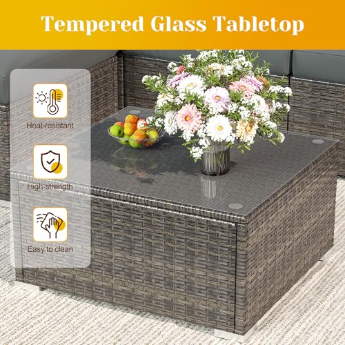 5 Piece Outdoor Patio Sectional Furniture Set, view 5