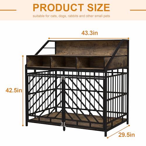 Dog Crate Furniture, Wooden Dog Crate End Table, Wooden Dog Crate with Divider, view 6