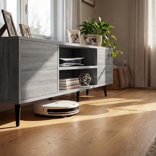 58 Inch Mid-Century Modern TV Stand with Storage, Gray, view 6