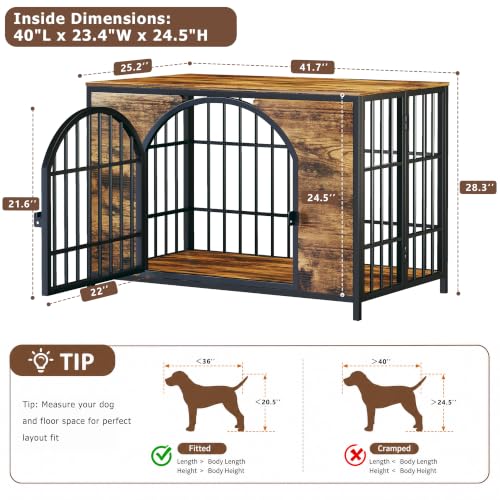 41.7" Dog Crate Furniture, 2-in-1 Configurable Dog Kennel & Playpen, Brown, view 3