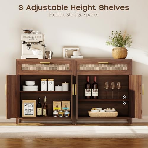 Rattan Buffet Cabinet with Storage Set of 2, view 5