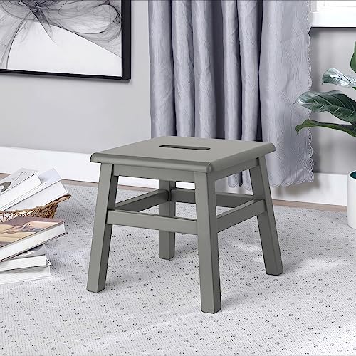 Solid Hardwood Step Stool, 12.25 Inches, Gray | Fully Assembled, For Adults and Kids