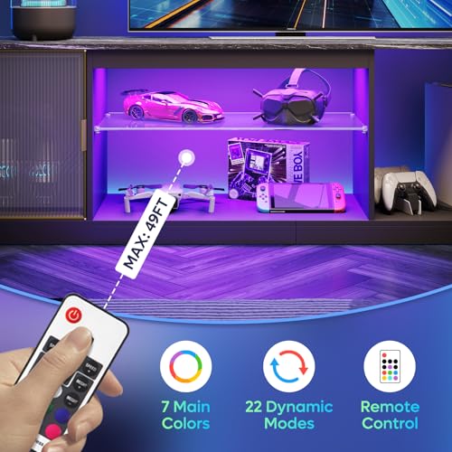 Black Marble RGB LED TV Stand for 65-75 Inch TV, view 5