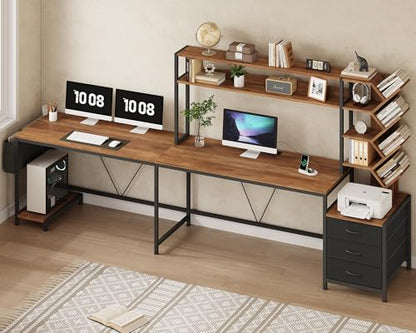 63" L Shaped Desk with Bookshelf, Drawers and Hutch for Home Office, view 5