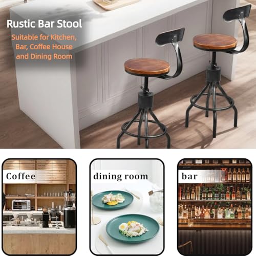 Industrial Bar Table with Set of 4 Bar Stools with Back Rustic 5 Pieces Dining Table Set for Kitchen Vintage Rectangle Pub Table with Chairs for Office Meeting Room