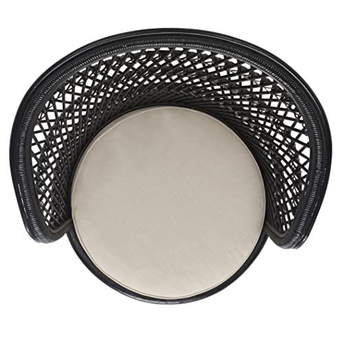 Home Collection – Iola Black & White Rattan Swivel Accent Chair, Fully Assembled Coastal Tub Chair with Cushion (SEA7043B)