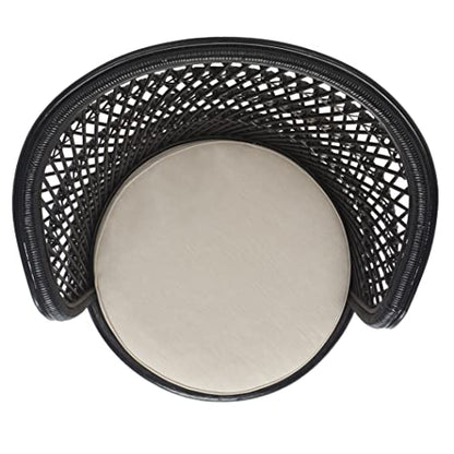 Home Collection – Iola Black & White Rattan Swivel Accent Chair, Fully Assembled Coastal Tub Chair with Cushion (SEA7043B)