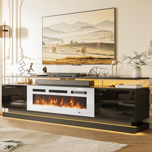 70" Fireplace TV Stand, Modern Entertainment Center, view 4