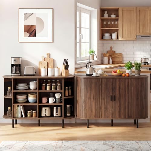 47'' Fluted Sideboard Buffet Cabinet with Tambour Sliding Doors, view 4