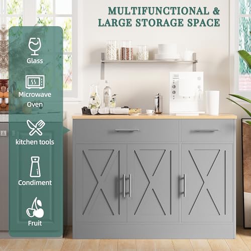 42" Buffet Cabinet with Storage, Kitchen Barn Door Cabinet, view 6