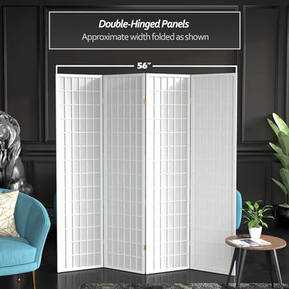 6 ft. Tall Window Pane Shoji Screen - White - 4 Panels