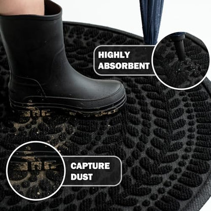 Half Circle Door Mat Front Door Mat Outside Entrance Welcome Mat 17x30, view 3