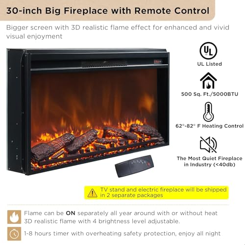 Luxury 70" Fluted Fireplace TV Stand, view 7