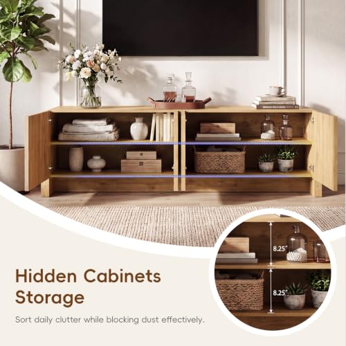 78.75" TV Stand with Storage, Entertainment Center for Living Room, Oak, view 6