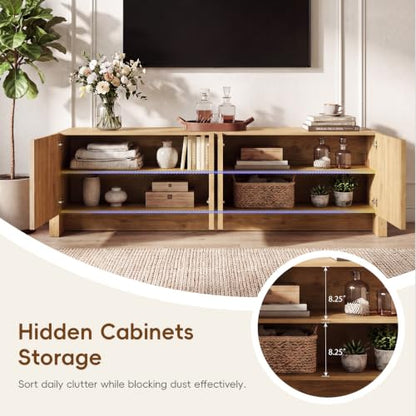 78.75" TV Stand with Storage, Entertainment Center for Living Room, Oak, view 6