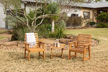 Sequoia Rustic Patio Furniture Set, Acacia Wood 3-Piece Set with 2 Chairs & Table, Rustic Style for Porch, Deck, Backyard, Outdoor, Easy Assembly