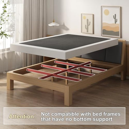 5 Inch Box Spring Full Size Metal Bed Base with Fabric Cover, view 7