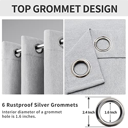 Linen Look Blackout Curtain Grommet Window Curtain Drapes for Bedroom, Living Room Thermal Insulated Room Darkening (2 Panels, 42x84 inch, Greyish White)