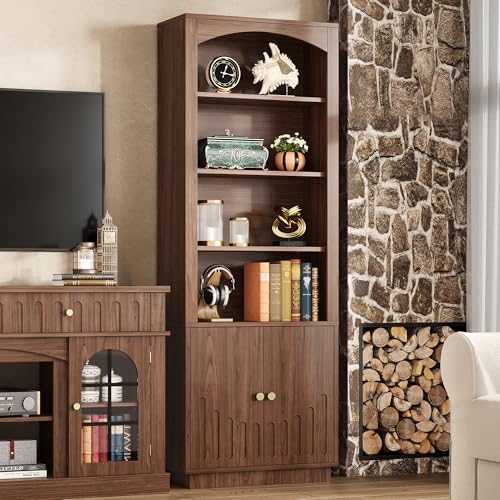 Book Shelf and Bookcases with Doors & Cabinet, Walnut Brown, view 4